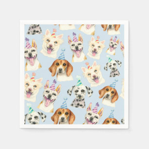 水彩子犬型子供の誕生日 スタンダードカクテルナプキン
