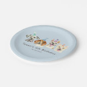 水彩子犬子供の誕生日パーティー ペーパープレート (アングル)