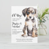 水彩子犬男の赤ちゃんシャワー 招待状 (スタンド正面)