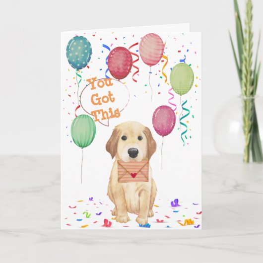 水彩子犬誕生日招待状 カード (正面)