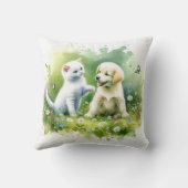 水彩子猫と子犬 クッション (裏面)