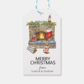水彩子猫の暖炉クリスマス ギフトタグ (裏面)