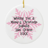 水彩子猫の花クリスマスパーソナライズされた セラミックオーナメント (裏面)