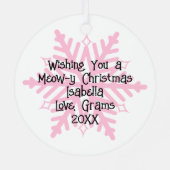 水彩子猫の花クリスマスパーソナライズされた メタルオーナメント (裏面)