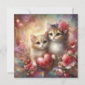 水彩子猫の花ハートバレンタイン シーズンカード (正面)