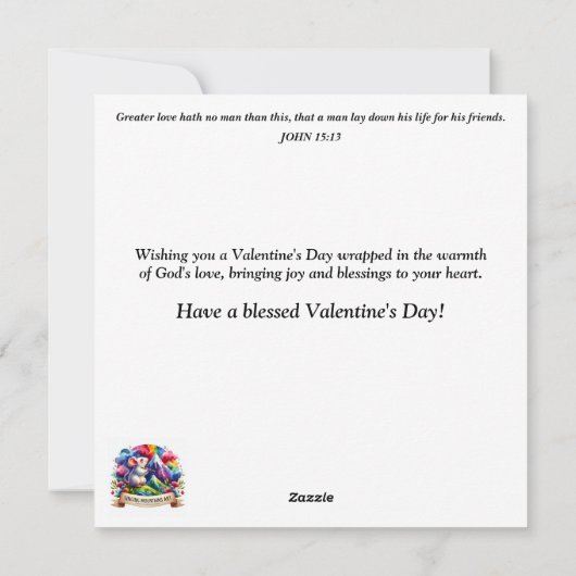 水彩子猫の花ハートバレンタイン シーズンカード (裏面)