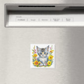 水彩子猫の花 マグネット (インサイチュ (食洗機))