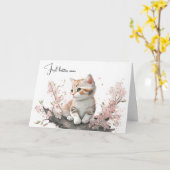 水彩子猫はもうすぐ元気 カード (黄色い花)