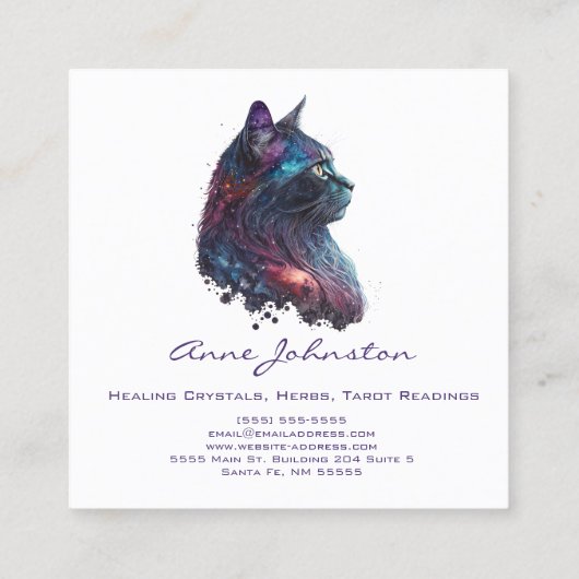 水彩子猫スクエアビジネスカード スクエア名刺 (裏面)