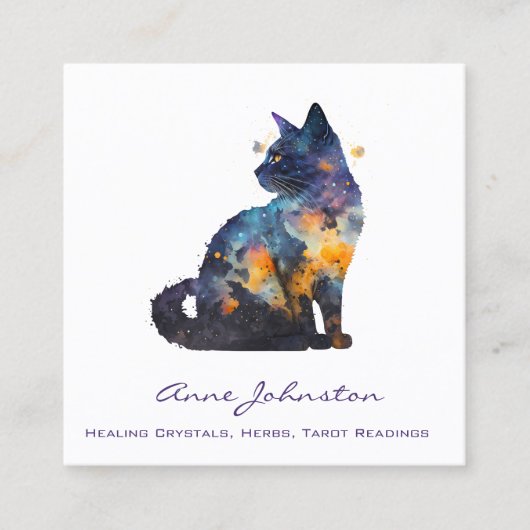 水彩子猫スクエアビジネスカード スクエア名刺 (正面)