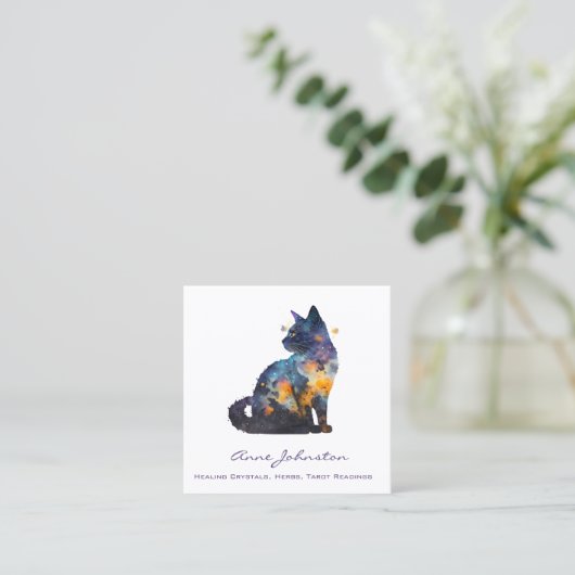 水彩子猫スクエアビジネスカード スクエア名刺 (スタンド正面)