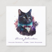 水彩子猫スーツを着て スクエア名刺 (正面)