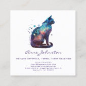 水彩子猫ブルーパープルスクエアビジネスカード スクエア名刺 (裏面)