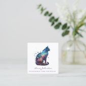 水彩子猫ブルーパープルスクエアビジネスカード スクエア名刺 (スタンド正面)