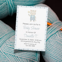 水彩子猫ベビーシャワー招待状for Boy