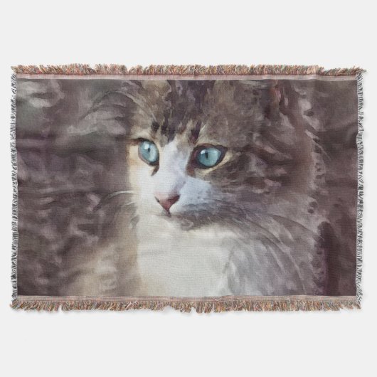 水彩子猫 スローブランケット (正面)