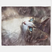 水彩子猫 フリースブランケット (正面(横))
