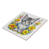 水彩子猫（黄色とピンク） タイル (側面)