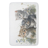 水彩子猫in草 バスマット (正面縦)