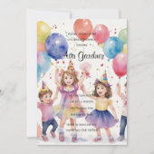 水彩子祝ども誕生日 招待状 (正面)