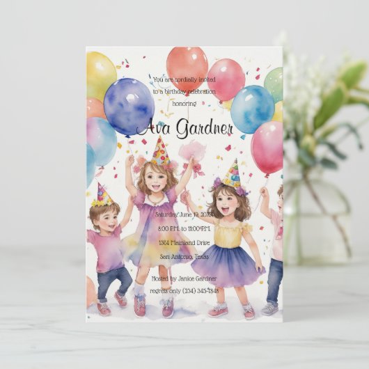 水彩子祝ども誕生日 招待状 (スタンド正面)