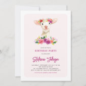 水彩子羊と紫色の花生誕生会 招待状 (正面)
