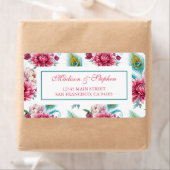 水彩孔雀と赤フローラ- 結婚s ラベル (インサイチュ)