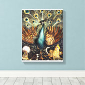 水彩孔雀の絵画引き伸ばしキャンバス印刷 キャンバスプリント (インサイチュ (ウッドフロア))