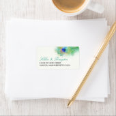 水彩孔雀の羽のアドレス ラベル (インサイチュ)