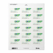 水彩孔雀の羽のアドレス ラベル (フルシート)