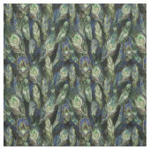 水彩孔雀の羽パターンブルー |緑 ファブリック (見本)
