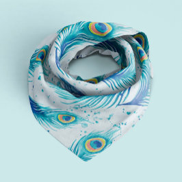 水彩孔雀の羽パーソナライズされた バンダナ