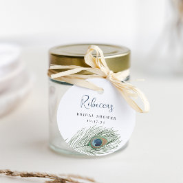 水彩孔雀の羽根 ブライダルシャワー フェイバータグ