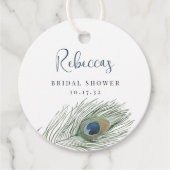 水彩孔雀の羽根 ブライダルシャワー フェイバータグ (正面)