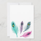 水彩孔雀の羽結婚の 招待状 (裏面)