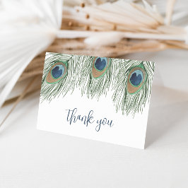 水彩孔雀の羽 サンキューカード