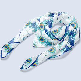 水彩孔雀の羽 スカーフ