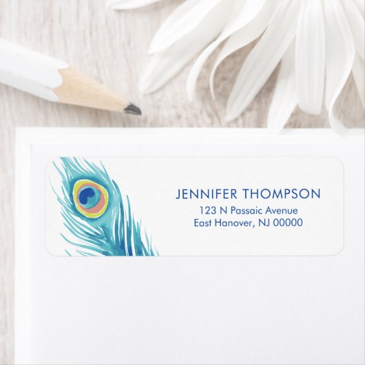 水彩孔雀の羽 ラベル (インサイチュ)