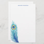 水彩孔雀の羽 便箋 (正面/裏面)