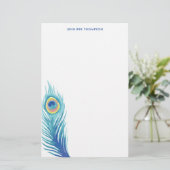 水彩孔雀の羽 便箋 (スタンド正面)
