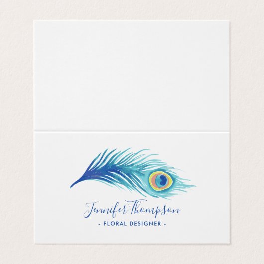 水彩孔雀の羽 名刺 (外部フラット)