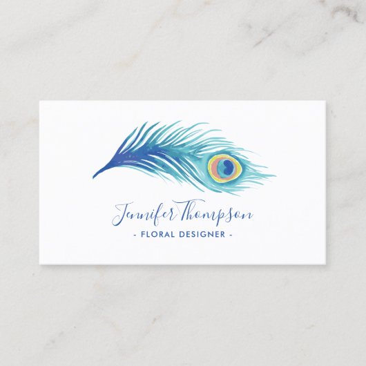 水彩孔雀の羽 名刺 (正面)