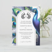 水彩孔雀フォーマル結婚式招待状 招待状 (スタンド正面)