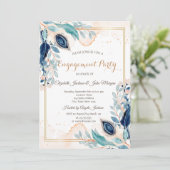 水彩孔雀フローラ婚約招待状 招待状 (スタンド正面)