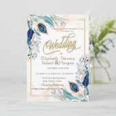 水彩孔雀フローラ結婚ズ 招待状 (スタンド正面)