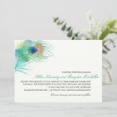 水彩孔雀結婚羽 招待状 (スタンド正面)
