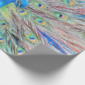 水彩孔雀絵画の ラッピングペーパー (角)