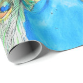 水彩孔雀絵画の ラッピングペーパー (ロールコーナー)