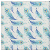 水彩孔雀羽模様 ファブリック (見本)