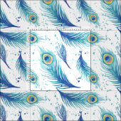 水彩孔雀羽模様 ファブリック (タイル)